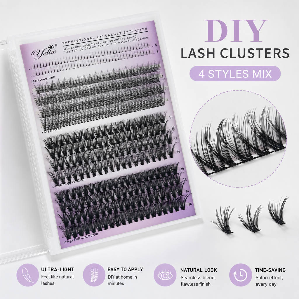 Eyelash Extension Eyelash - Yelix DIY Clusters Lashes Big Tray